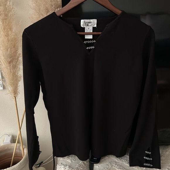 Vintage Bonnie and Bill Black Silk Blend Top - Picture 4 of 8